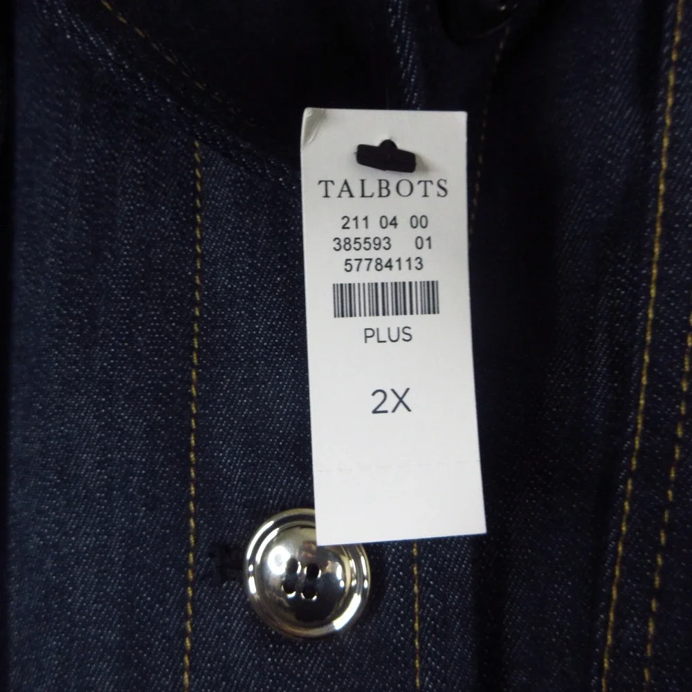 Talbots Refined Denim Short Trench Coat Womens 2X Blue Dark Wash Button Up NWT - Picture 7 of 10